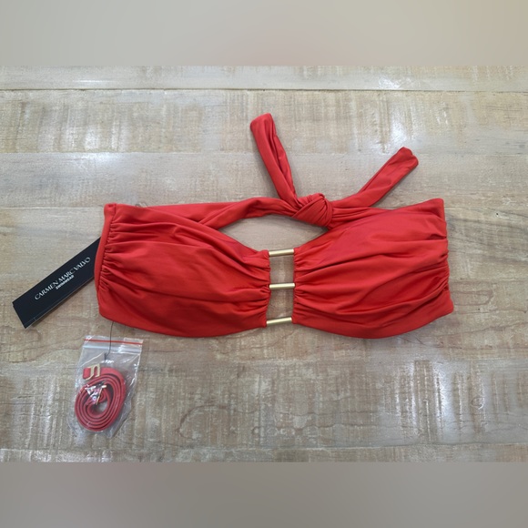 Carmen Marc Valvo swim bandeau bikini top convertible halter strapless - Picture 6 of 13